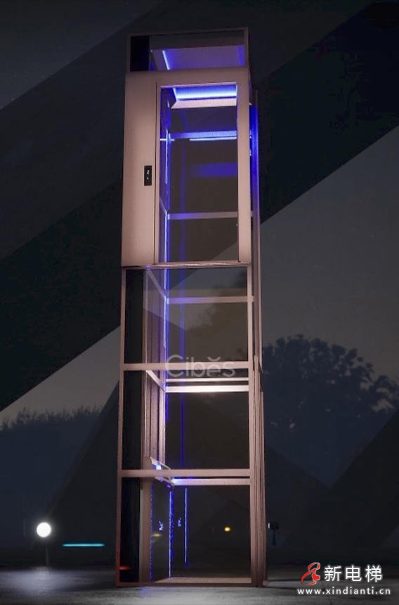 舒適與科技感并存的別墅電梯燈光效果