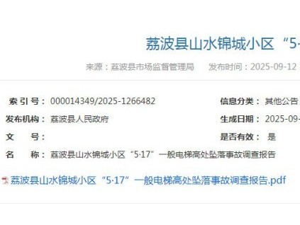 貴州省荔波縣某小區(qū)違規(guī)使用單根自制索具且限速器聯(lián)動(dòng)失效 導(dǎo)致轎廂失控墜落造成2死1傷